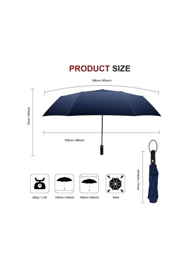 Novahub 62 İnç Büyük Katlanır Şemsiye: Otomatik Açılır Uv Koruma, 8 Kollu Seyahat Şemsiyesi Mavi - Dayanıklı Ve Kompakt