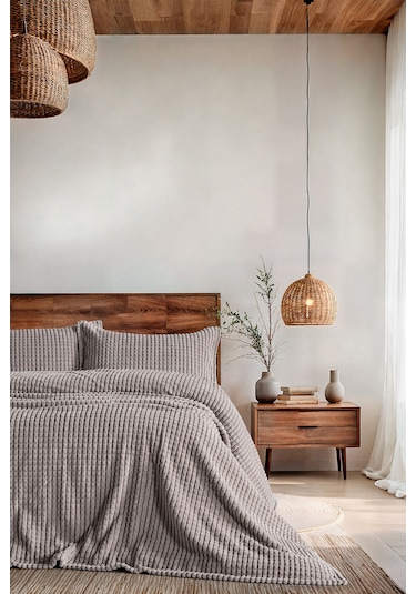 Mila Battaniye Seti Çift Kişilik Vizon Vizon