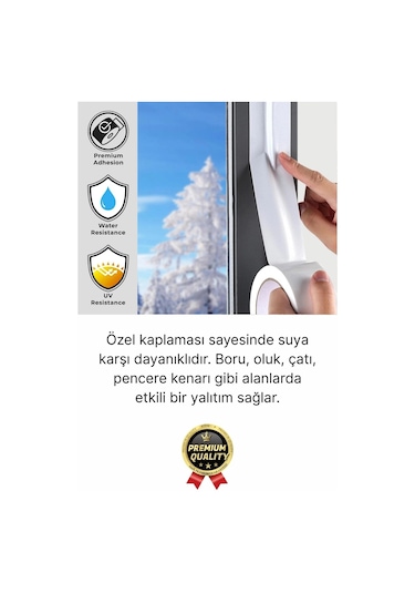 1 Adet Ekstra Güçlü Dayanıklı Su Geçirmez Sızdırmaz Yalıtım İzolasyon Beyaz Tamir Bandı 10 Mt 48 Mm