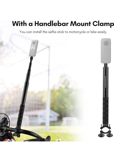 Geeksen Alüminyum Bisiklet Kamera Tutucu 17-40mm Boru , 28-115cm Uzunluk Ayarı, 500g Yük Kapasitesi, Insta360 One X/one/evo Uyumlu