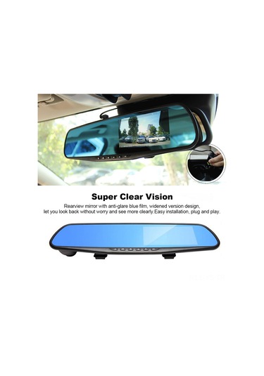 Yunboo Araç Geribakış Aynası Sürücü Kaydedici 1080p Full Hd 170 Geniş Açı G-sensor Döngü Kayıt Park Monitörü