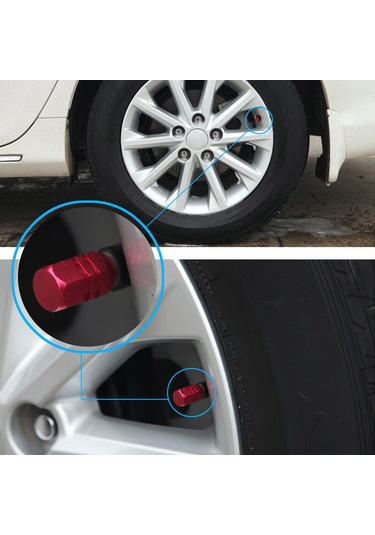 Neevoyu 4 Adet Alüminyum Lastik Valf Kapakları - Kırmızı Renkli, Dayanıklı Ve Estetik