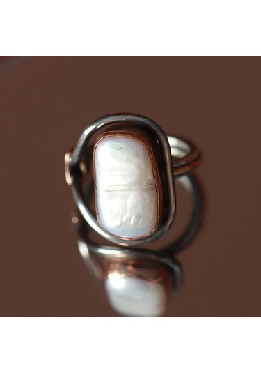 Barok İnci El İşi Otantik 925 Ayar Gümüş Yüzük Gümüş