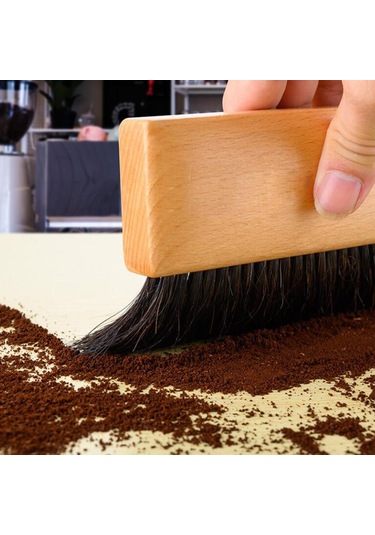 Suntek Kahve Değirmeni Makinesi Temizleme Fırçası Ahşap Saplı Dikdörtgen Delikli