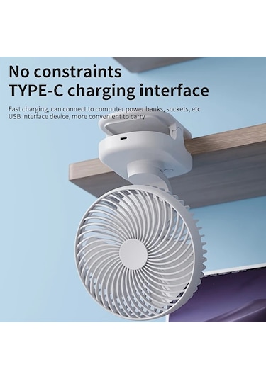 Motion003 Beyaz Kompakt Usb Masa Fanı Sessiz Ofis Ve Öğrenci Kullanımı Uzun Pil Ömrü Taşınabilir