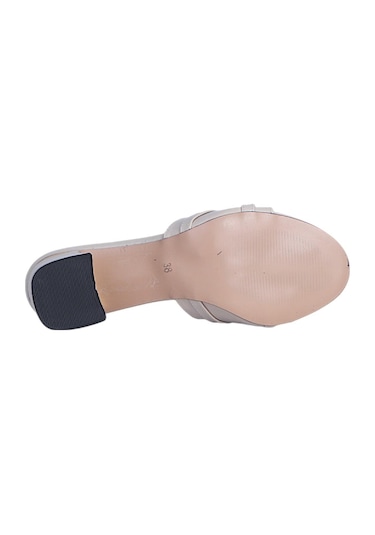 Ayakcenter Byn Ayışığı By20 Krem Kadın 7cm Topuklu Terlik Krem
