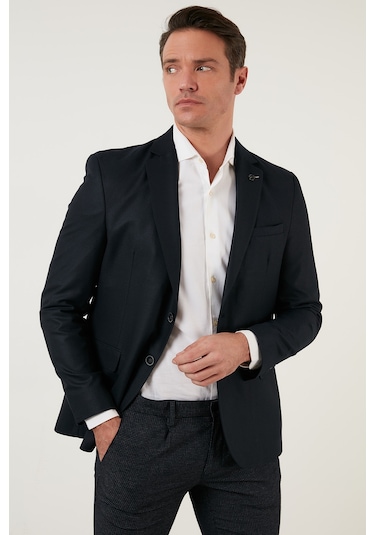 Buratti Slim Fit 6 Drop Çift Yırtmaçlı Blazer Erkek Ceket 216Serardo Lacivert