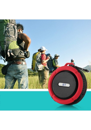 Gajeena Kırmızı Mini Taşınabilir Bluetooth Hoparlör - Su Geçirmez, Toz Koruma, Süction Cup İle Dış Etkinlikler İçin, Tf Kart Desteği, Derin Taban