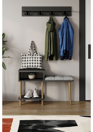 Puflu Ayakkabılık Raflı Ayakkabılık Iki Raflı Ayakkabılık-antrasit Antrasit