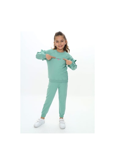 Toontoy Kız Çocuk Baskılı Eşofman Takım Yeşil
