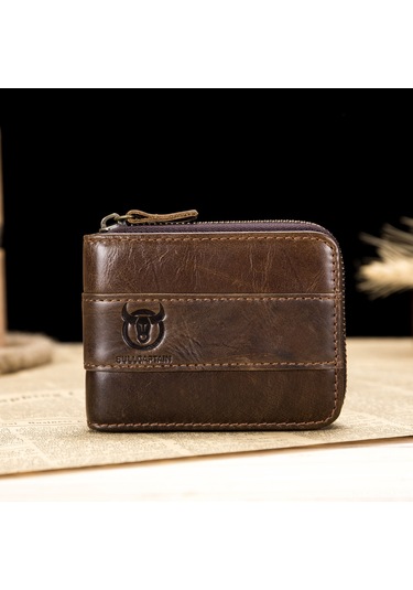 Suofeng Vintage Renkli Deri Cüzdan: Çoklu Bölmeli, Fermuarlı, Erkekler İçin Şık Ve Pratik Aksesuar Kahve