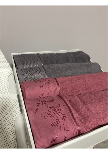 Özdilek Ditsy Best Set Hamam Seti Mürdüm - Antrasit 5275