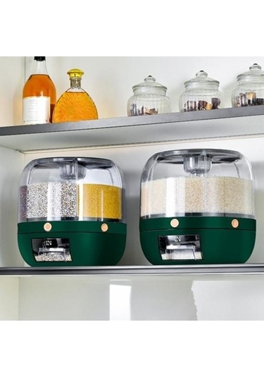 Pazly Yüksek Kapasiteli Beyaz Bölme Kavanoz - Dönen Ev Gereçleri Depolama Kutusu Beyaz