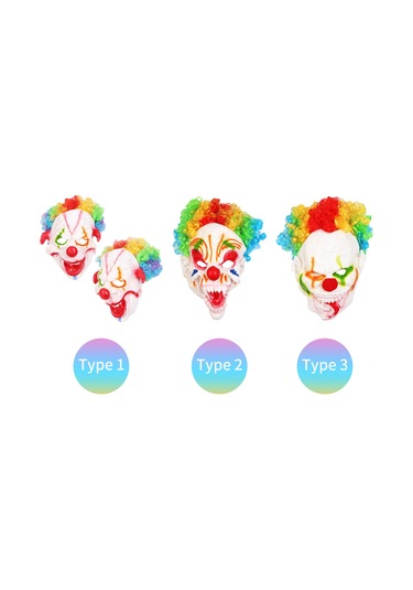 Shineyee Korkunç Renkli Paryalar İçin Vinil Kafatası Ve Sentetik Fiber Peruklu Halloween Clown Maskesi