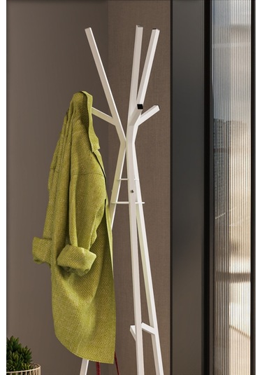 Beyaz Zambak Portmanto Askılık , Ayaklı Elbise Askısı Beyaz