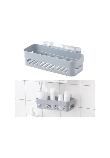 Gri Duş Caddy Banyo Ve Duvara Monte Raf Sepeti Gri