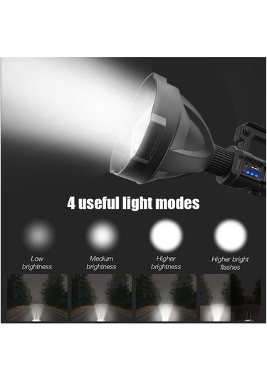 W590 El Feneri Usb Şarj Edilebilir Güçlü Fener 4 Farklı Mod