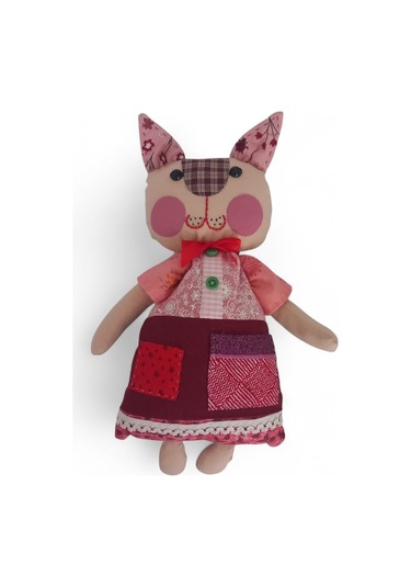 Kedi Hanım Patchwork Benekli Kulak Bez Bebek Patchwork