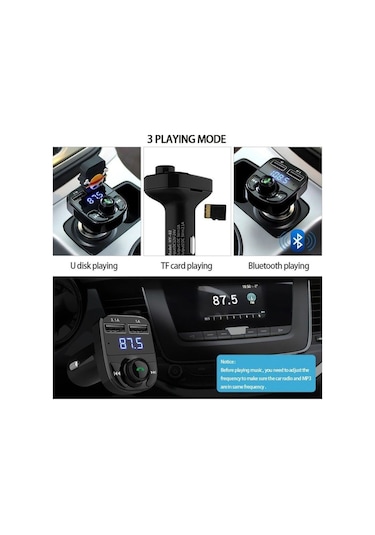 Araç Fm Transmitter 5.0 Bluetooth Araç Kiti Usb Mp3 Sd Kart Flash Için Uygun Çakmaklık Girişli