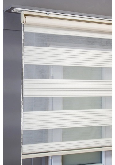 Narinlife Krem Geniş Plise Zebra Stor Güneşlik Perde