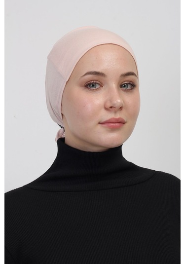 Pratik Dikişsiz Bağlamalı Kaymayan Tesettür Bone Pudra