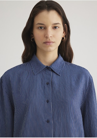 Mavi - Çizgili Lacivert Gömlek 1210683-80736 Lacivert