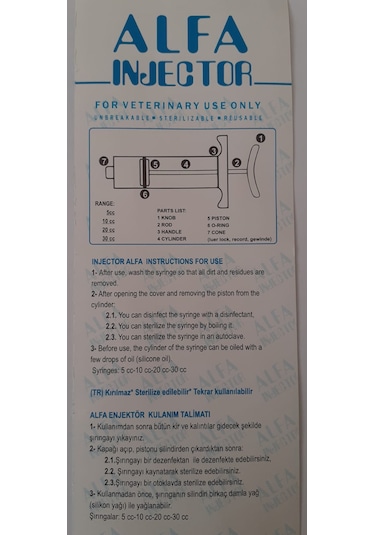 Alfa Mika Enjektör 30 Cc- Büyük Şırınga-iğne Hediye