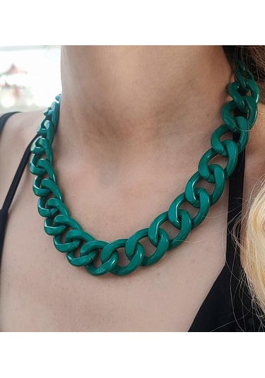 KOYU YEŞİL KALIN ZİNCİR KOLYE-ZİNCİRKOL17 Altın