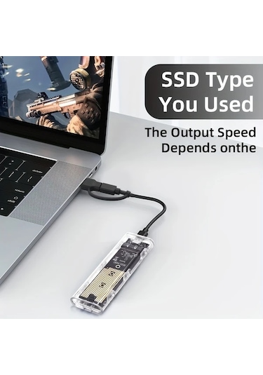 Boatshop1 10gbps M2 Nvme Ngff Plastik Ssd Kasa Sata Pcıe Cift Protokol Usb Tip C Sefaf Disk