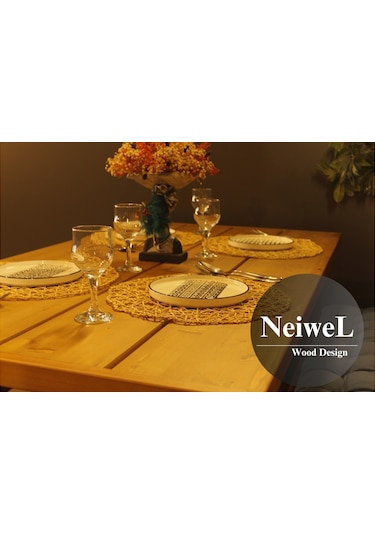 Neiwel Garden Aksa Doğal Ahşap Banklı Bahçe Masa Takımı-70-100 Takım Açık Ceviz