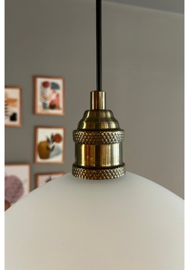 Perry Cam Tekli Avize Lale Beyaz Başlık Retro Sarkıt Lamba Restoran Salon Aydınlatma Beyaz