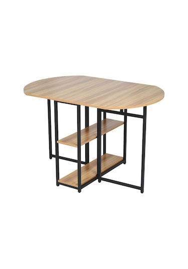 Nona Siyah Metal Açık Kahverengi Katlanır Yemek Masası