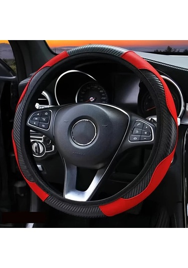 Globalbloom Şarap Kırmızı Evrensel 14.57-14.96inç Anti-kaymalı Nefes Alabilir Direksiyon Kılıfı Şarap Kırmızısı