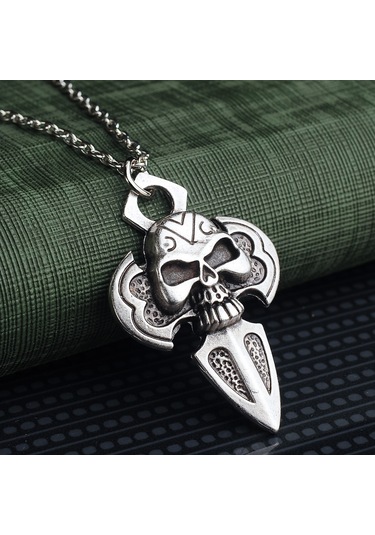 Skull Head Ok Ucu Kuru Kafalı Erkek Kolye Takı Aksesuar K24 T5