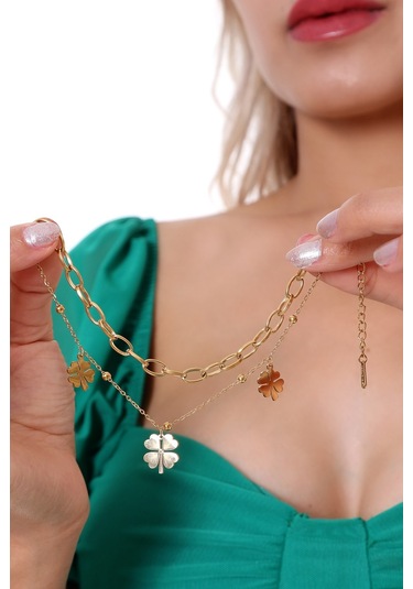 Yonca  Çelik Bileklik Altın Kaplama