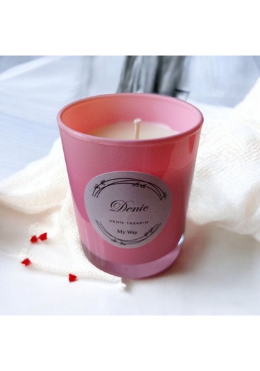 Denic Kokulu Mum Pembe Cam Bardak Mayy Wayy 9*7 Çap