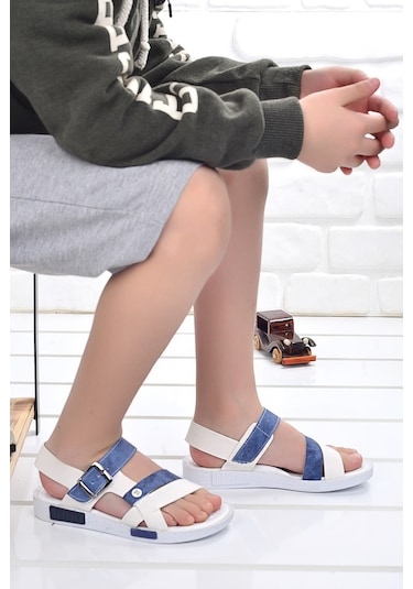 Kiko Şb 2517-26 Orto Pedik Erkek Çocuk Sandalet Terlik Beyaz - Ma Beyaz - Mavi Kiko Şb 2517-26 Orto Pedik Erkek Çocuk Sandalet Terlik Beyaz - Ma Beyaz - Mavi