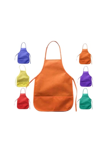 Mavi Çocuk Önlüğü Çocuk Yemek Pişirme - Boyama - Erkek Kız Çocuklar İçin Oyun Önlükleri