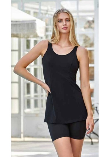 Lapıeno Kadın Düz Renk Askılı Kısa Şort Taytlı Mayo 3855 001
