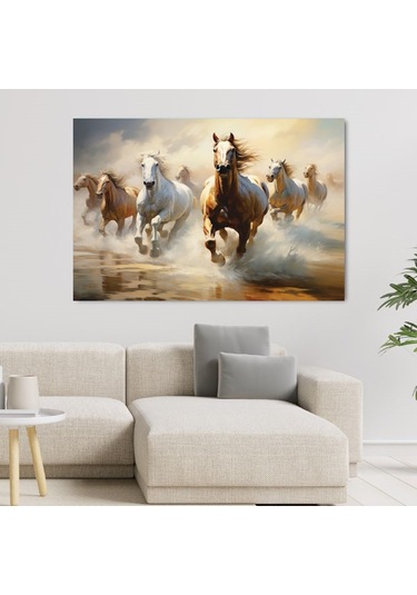 Koşan Atlar Ev Duvar Salon Ofis Dükkan Hediyelik Dekarasyon Süsü Ölçü Seçiniz