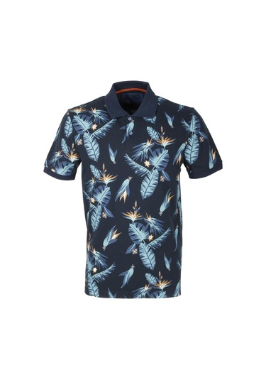 Erkek Lacivert Baskılı Slim Fit Dar Kesim Polo Yaka %100 Pamuk T-shirt Ncs Jeans 1178-lacivert Lacivert