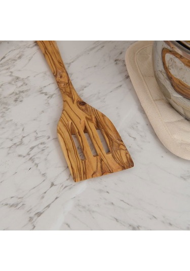 Tivoli Zeytin Ağacı Delikli Spatula - Açık Kahverengi - 30 Cm Açık Kahverengi