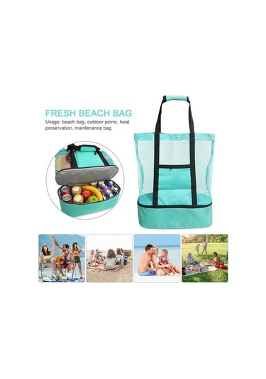 Termal Soğutuculu Taşınabilir Öğle Yemeği Çantası - Plaj, Kamp, Piknik Ve Günlük Kullanım İçin Pratik Tote Çanta Kadınlar İçin Şık Ve Fonksiyonel Yemek Saklama Çantası Yeşil