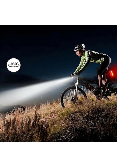 Exeo Led Bisiklet Ön Ve Arka Ikaz Işığı Far 3 Modlu Su Geçirmez Siyah - Kırmızı