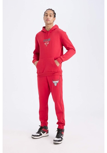 DeFactoFit NBA Chicago Bulls Kalın Jogger Eşofman Altı Standart Fit Cepli Beli Bağcıklı D6564AX25SPBR244