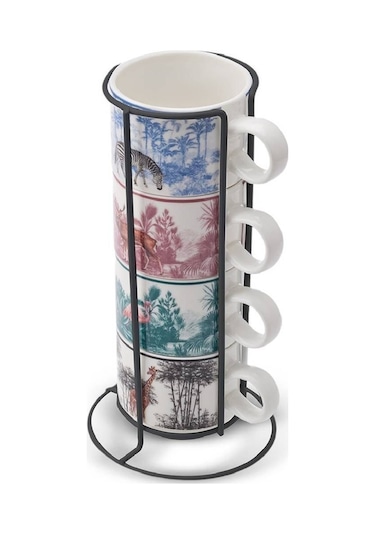 Karaca Jungle 5 Parça Standlı Çay Fincanı Seti 160 Ml