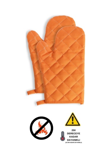 Yanmaz Ve Isıya Dayanıklı Fırın Eldiveni 2 Eldiven Turuncu
