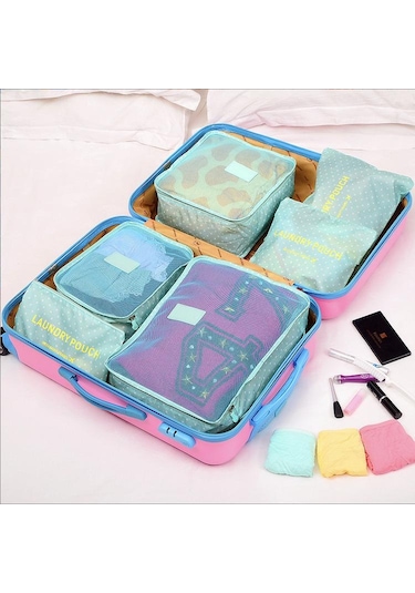 Yeşil 6/1 Adet Seyahat Saklama Çantası Seti Giysi Düzenli Organizatör Dolap Bavul Kılıfı Seyahat Organizatör Çantası Durumda Ayakkabı Ambalaj Cubebag Yeşil