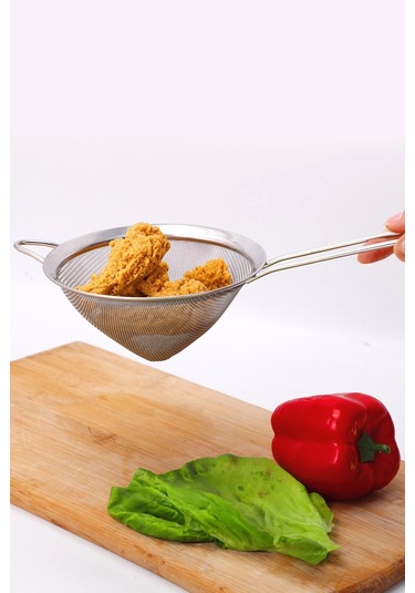 Paslanmaz Çelik Saplı Konik Süzgeç 14 Cm Çok Renkli