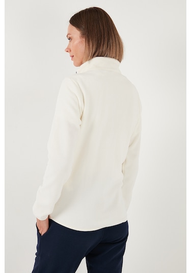Lela Slim Fit Anti-Pilling Tüylenme Yapmayan Fermuarlı  Polar Bayan Hırka 5907012 Ekru